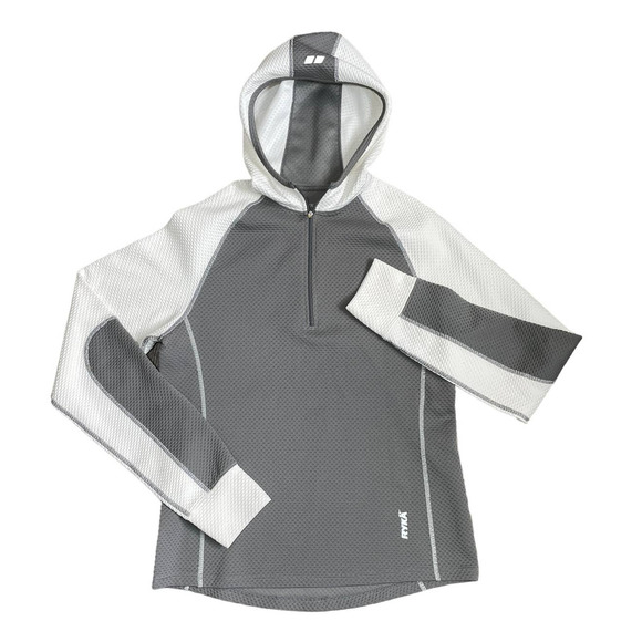 RYKA Thermal 1/4 Zip Running Pullover‎ Hoodie Women's Sz M (8/10) Gray and White - Picture 1 of 10